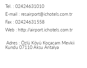 c Hotels Airport iletiim bilgileri
